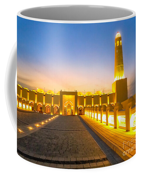 Doha Coffee Mug featuring the photograph State Grand Mosque night by Benny Marty