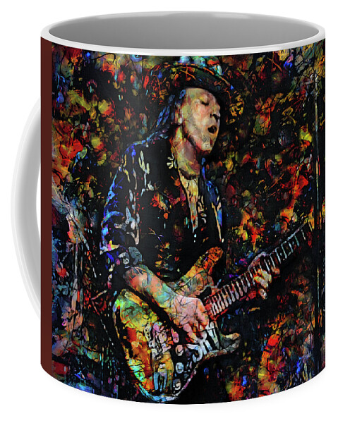 Stevie Ray Vaughan Coffee Mug featuring the mixed media Stevie Ray Vaughan by Mal Bray