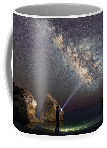 Milky Way Coffee Mug featuring the photograph Still A Kid Under The Stars by Elias Pentikis