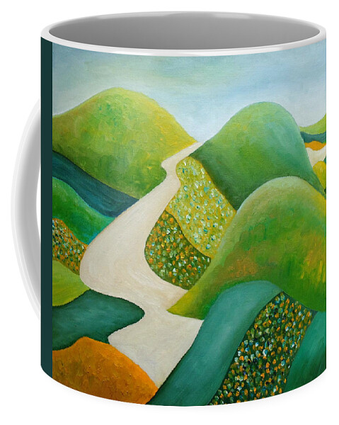 Landscape Coffee Mug featuring the painting Stilling Hills by Angeles M Pomata