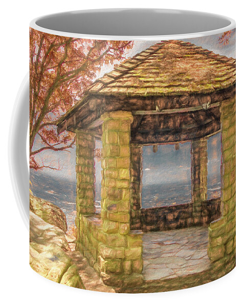 Tennessee Coffee Mug featuring the photograph Stone Gazebo Atop Chilhowee Mountain, Painterly   by Marcy Wielfaert