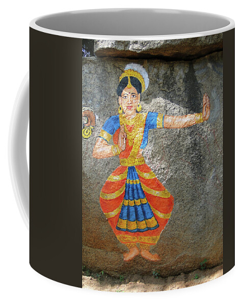 Paint Coffee Mug featuring the photograph Stone painting of Nautch dancing gir by Steve Estvanik