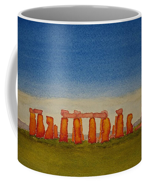 Watercolor Coffee Mug featuring the painting Stones of Lore by John Klobucher