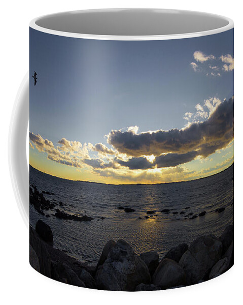 Stonington Coffee Mug featuring the photograph Stonington Point Cloudy Sunset 2019 by Kirkodd Photography Of New England