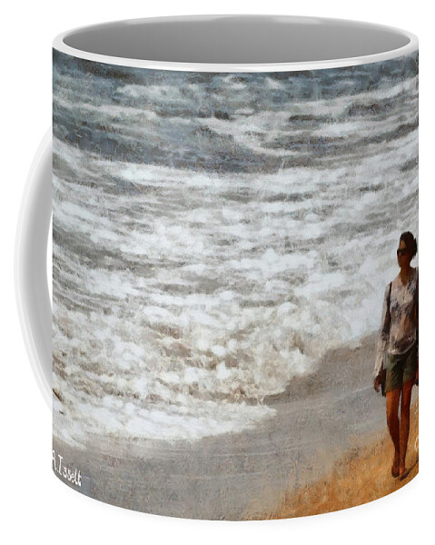 Beach Coffee Mug featuring the digital art Stroll on the Beach by Humphrey Isselt