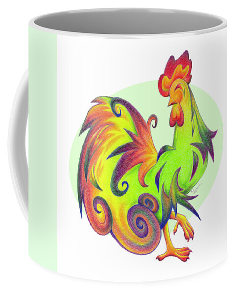 Rooster Coffee Mug featuring the drawing Stylized Rooster I by Sipporah Art and Illustration