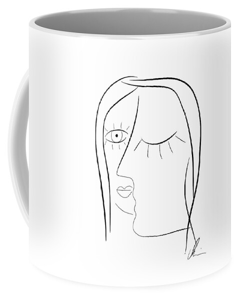 Subconscious Coffee Mug featuring the drawing Subconscious - digitally signed line drawing by Marianna Mills