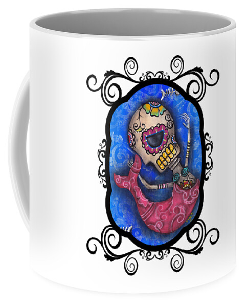 Day Of The Dead Coffee Mug featuring the painting Sugar Skull Mermaid by Abril Andrade