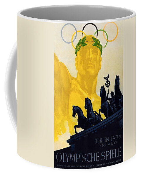 1936 Coffee Mug featuring the painting Summer Olympic Games Berlin 1936 Poster by Vincent Monozlay