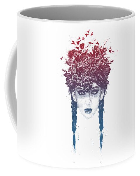 Girl Coffee Mug featuring the mixed media Summer Queen by Balazs Solti