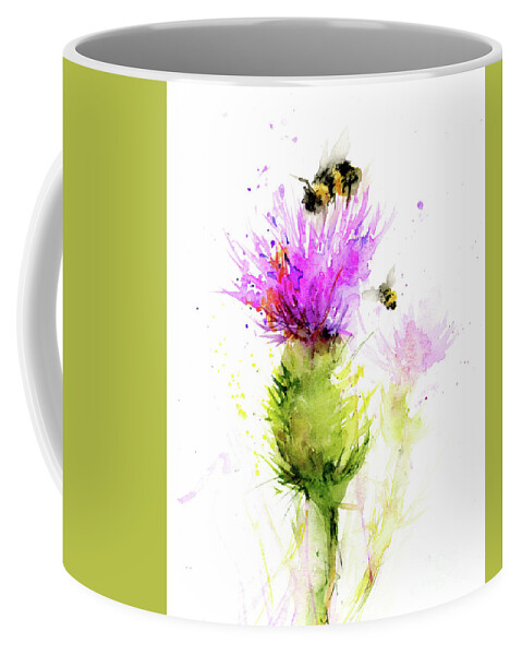 Summer Thistle Coffee Mug featuring the painting Summer Thistle by Christy Lemp