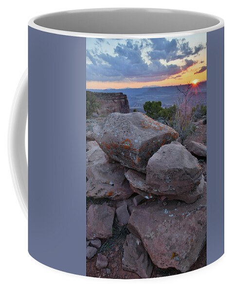 Canyonlands National Park Coffee Mug featuring the photograph Sun Sets on Orange Cliffs in Canyonlands by Ray Mathis