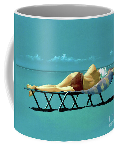 Art Coffee Mug featuring the painting Sunbather by Simon Cook