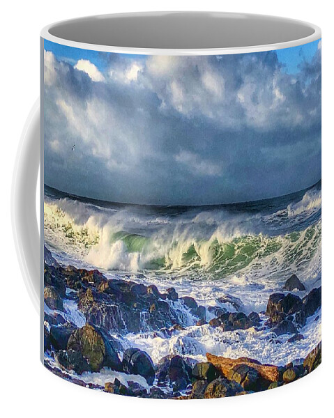 Winter Coffee Mug featuring the photograph Sunbreak Waves by Jeanette French