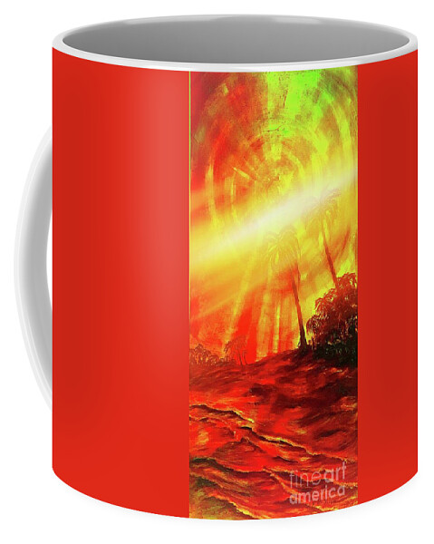 Sunset Beach Coffee Mug featuring the painting Sunburst by Michael Silbaugh