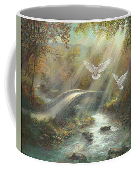 Dove Coffee Mug featuring the painting Sunlight Kisses by Lynne Pittard