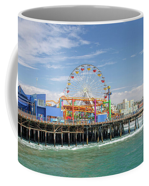 Santa Monica Coffee Mug featuring the photograph Sunny Day On The Santa Monica Pier by Kristia Adams