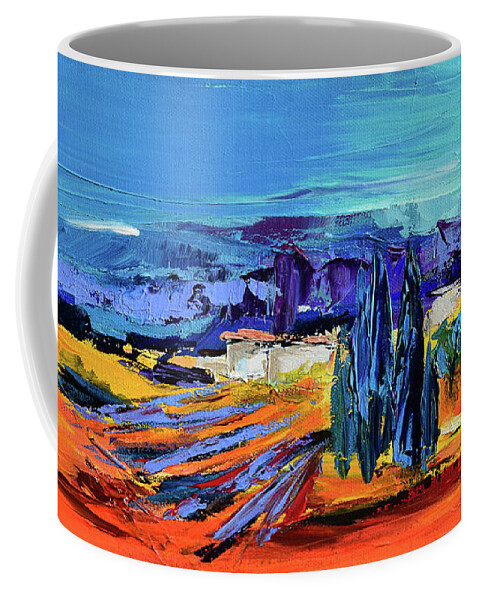 Landscape Coffee Mug featuring the painting Sunny Provence by Elise Palmigiani