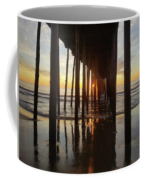 Beach Coffee Mug featuring the photograph Sunrise At The OC Fishing Pier by Robert Banach