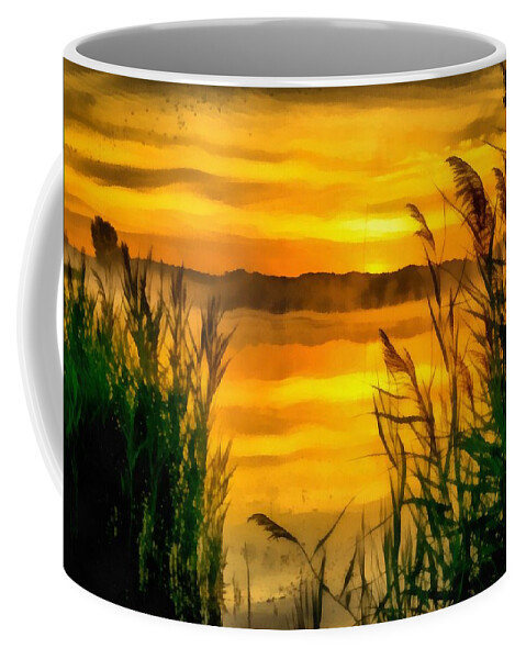 Sunrise Creek Coffee Mug featuring the painting Sunrise Creek by Harry Warrick