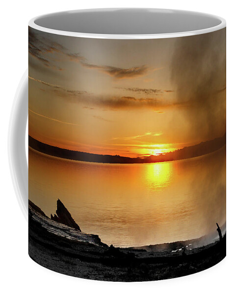 Yellowstone Coffee Mug featuring the photograph Sunrise on Lake Yellowstone by Ronnie And Frances Howard