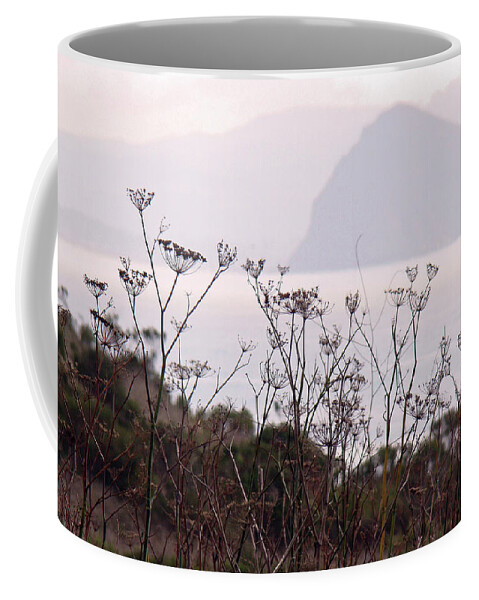 Morro Rock Coffee Mug featuring the pyrography Sunrise Over The Rock by Walter Fahmy