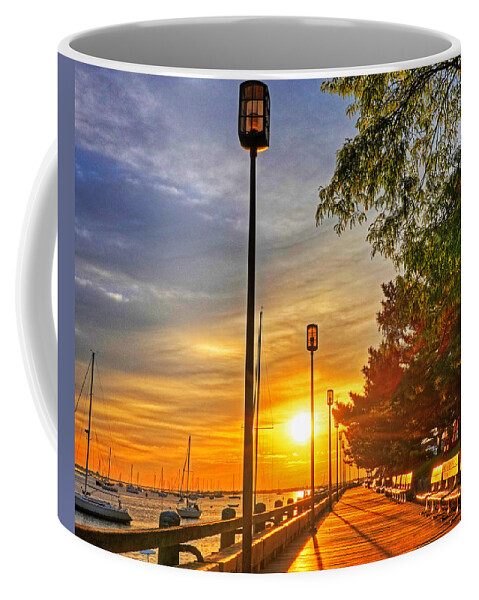 Newburyport Coffee Mug featuring the photograph Sunrise Walk on the Newburyport Waterfront Newburyport MA by Toby McGuire