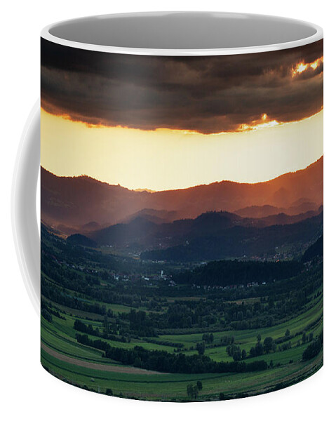 Sunset Coffee Mug featuring the photograph Sunset across the Barje by Ian Middleton