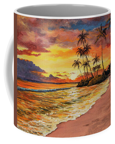 Sunset Coffee Mug featuring the painting Sunset And Palms by Darice Machel McGuire