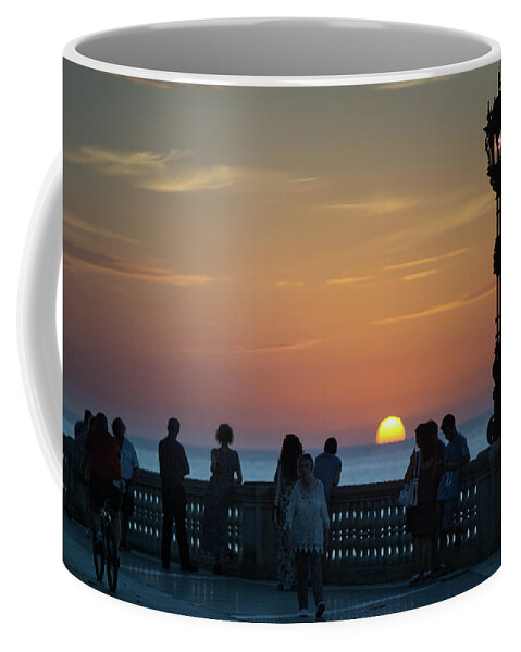 Romantic Coffee Mug featuring the photograph Sunset at Alameda Promenade Cadiz Spain by Pablo Avanzini