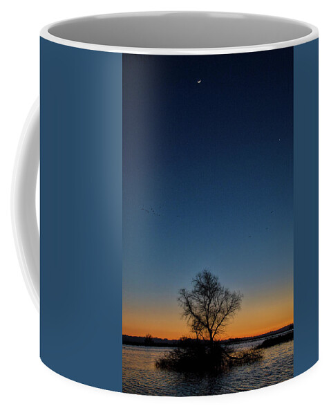 California Coffee Mug featuring the photograph Sunset in the Refuge with Moon by Cheryl Strahl