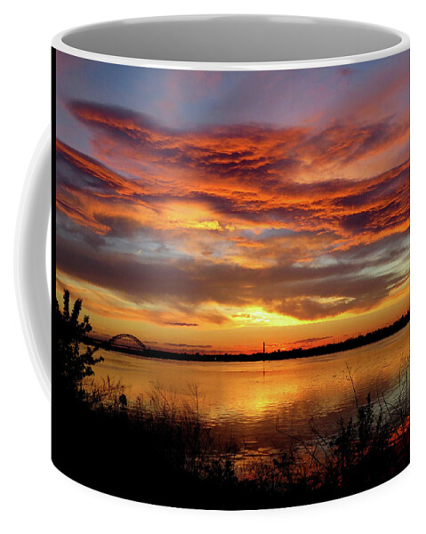 Sunset Coffee Mug featuring the photograph Sunset on the Delaware No. One by Linda Stern