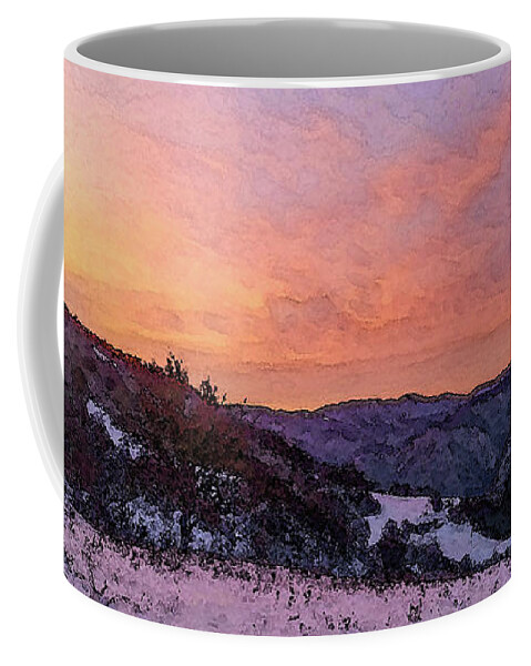 Sunset Coffee Mug featuring the digital art Sunset on the Ridge over San Benedetto in Alpe by Dimitris Sivyllis