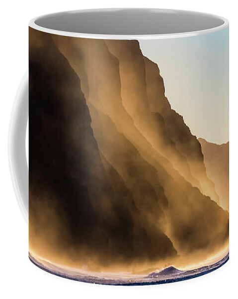 Cliffs Coffee Mug featuring the photograph Sunset on the rocks by Lyl Dil Creations