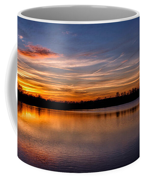 Laupheim Coffee Mug featuring the photograph Sunset over Laupheim quarry by Bernd Laeschke