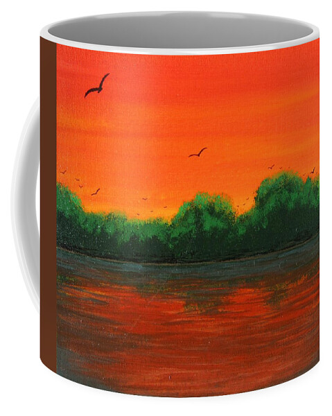 River Murray Coffee Mug featuring the painting Sunset over the Murray River by Tammy Oliver