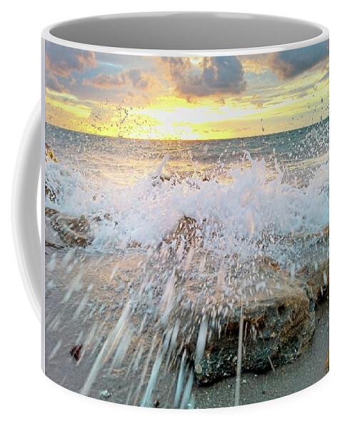 Seascape Coffee Mug featuring the photograph Surf Splash by Steve DaPonte