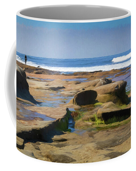 2019 Coffee Mug featuring the photograph Surfer at La Jolla Beach by Wade Brooks