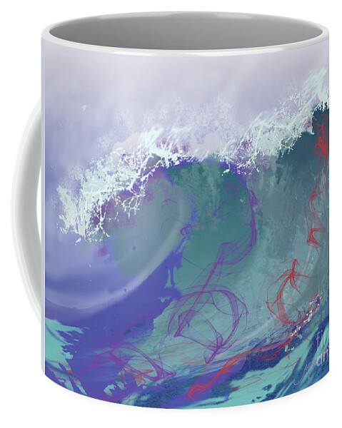 Seascape Coffee Mug featuring the digital art Surf's Up by Jacqueline Shuler
