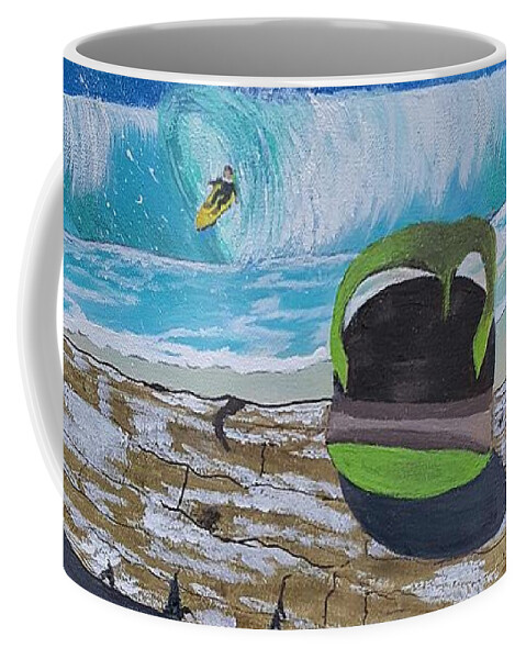 Surf's Up Coffee Mug featuring the painting Surf's Up, Sandals Down by Elizabeth Dale Mauldin