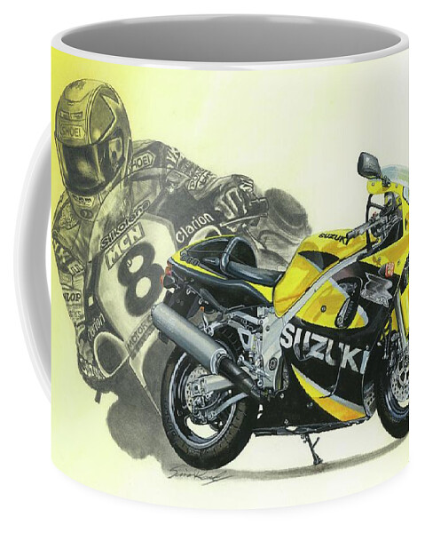 Art Coffee Mug featuring the painting Suzuki GSX-R600 by Simon Read