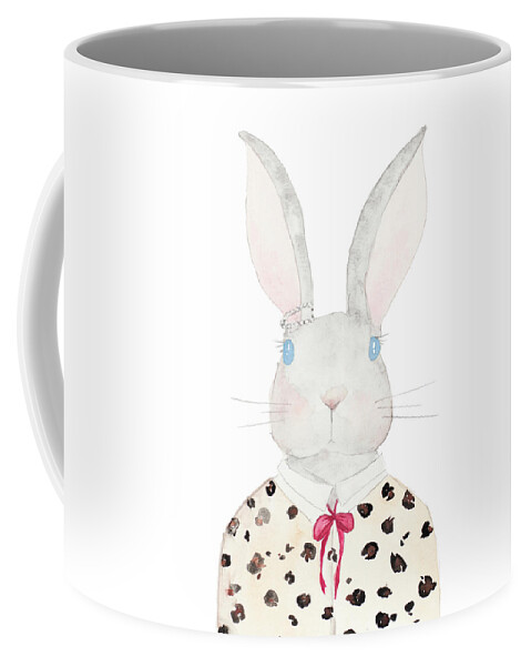 Sweater Coffee Mug featuring the mixed media Sweater Rabbit by Nola James
