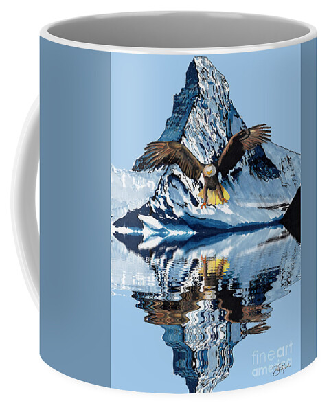 Eagle Coffee Mug featuring the drawing Swooping Eagle by Bill Richards