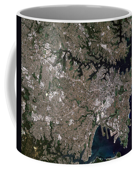 Satellite Image Coffee Mug featuring the digital art Sydney, Australia from space by Christian Pauschert