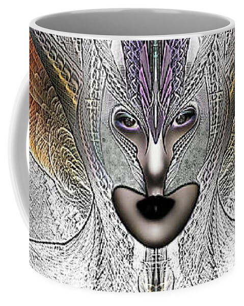 Taidushan Sai Coffee Mug featuring the digital art Taidushan Sai Faux Painting Fractal Portrait by Rolando Burbon