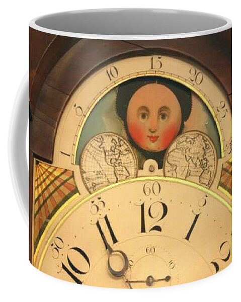 Lane Coffee Mug featuring the mixed media Tall case clock face, around 1816 by James Lane