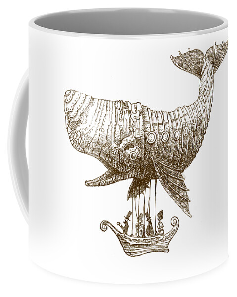 Whale Coffee Mug featuring the drawing Tea at Two Thousand Feet by Eric Fan