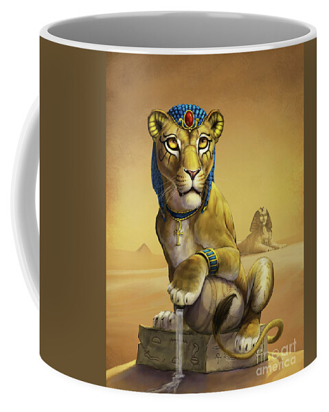 Tefnut Coffee Mug featuring the digital art Tefnut Egyptian Goddess by Stanley Morrison