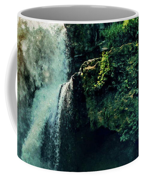 Bali Coffee Mug featuring the digital art Tegenungan Waterfall in Bali by Russ Harris
