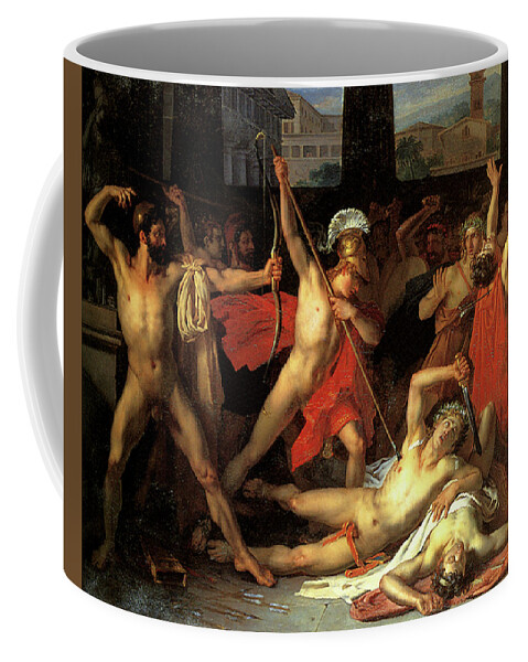 Leon Louis Vincent Paliere Coffee Mug featuring the painting Telemachus killing the Suitors by Leon Louis Vincent Paliere